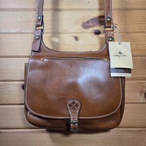 Patricia Nash London Saddle Bag Heritage Leather Crossbody Purse Brown Western